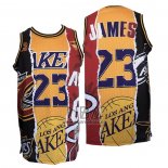Camiseta Los Angeles Lakers Lebron James NO 23 Heat Cavaliers Negro Rojo Amarillo
