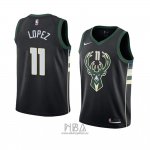 Camiseta Milwaukee Bucks Brook Lopez NO 11 Statement 2018 Negro