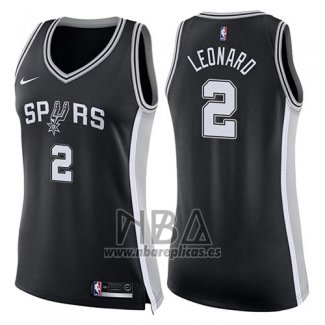 Camiseta Mujer San Antonio Spurs Kawhi Leonard NO 2 Icon 2017-18 Negro