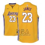 Camiseta Nino Los Angeles Lakers Lebron James NO 23 Icon 2017-18 Amarillo
