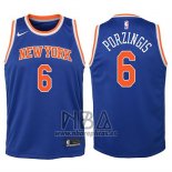 Camiseta Nino New York Knicks Kristaps Porzingis NO 6 2017-18 Azul