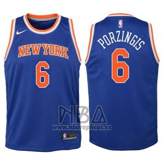 Camiseta Nino New York Knicks Kristaps Porzingis NO 6 2017-18 Azul