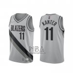 Camiseta Portland Trail Blazers Enes Kanter NO 11 Earned 2020-21 Gris