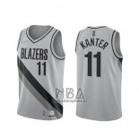 Camiseta Portland Trail Blazers Enes Kanter NO 11 Earned 2020-21 Gris