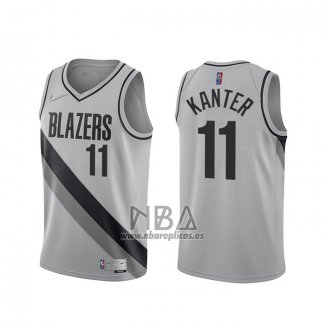 Camiseta Portland Trail Blazers Enes Kanter NO 11 Earned 2020-21 Gris