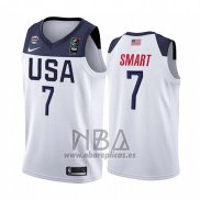 Camiseta USA Marcus Smart NO 7 2019 FIBA Basketball World Cup Blanco