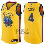 Camiseta Golden State Warriors Quinn Cook NO 4 Ciudad 2017-18 Amarillo
