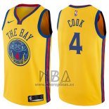 Camiseta Golden State Warriors Quinn Cook NO 4 Ciudad 2017-18 Amarillo
