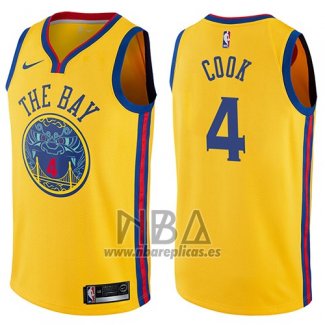 Camiseta Golden State Warriors Quinn Cook NO 4 Ciudad 2017-18 Amarillo