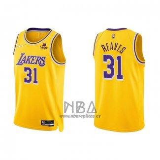 Camiseta Los Angeles Lakers Austin Reaves NO 31 75th Anniversary 2021-22 Amarillo
