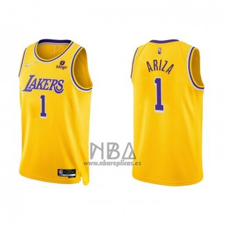 Camiseta Los Angeles Lakers Trevor Ariza NO 1 75th Anniversary 2021-22 Amarillo