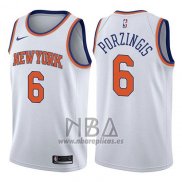 Camiseta New York Knicks Kristaps Porzingis NO 6 Association 2017-18 Blanco