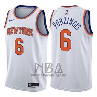 Camiseta New York Knicks Kristaps Porzingis NO 6 Association 2017-18 Blanco