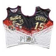 Camiseta Toronto Raptors Vince Carter NO 15 Mitchell & Ness Negro Rojo
