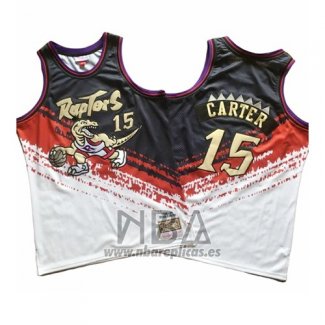 Camiseta Toronto Raptors Vince Carter NO 15 Mitchell & Ness Negro Rojo