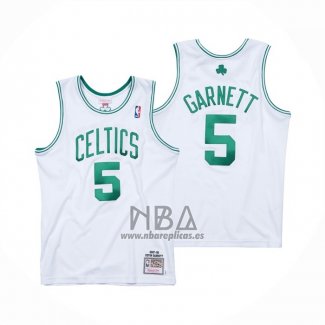 Camiseta Boston Celtics Kevin Garnett NO 5 Mitchell & Ness 2007-08 Blanco
