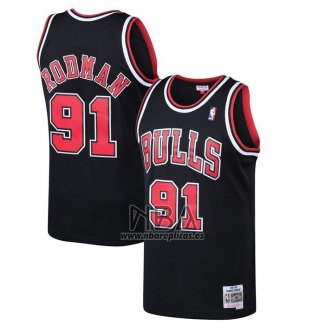 Camiseta Chicago Bulls Dennis Rodman NO 91 Mitchell & Ness 1997-98 Negro