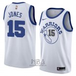 Camiseta Golden State Warriors Damian Jones NO 15 Hardwood Classic 2018 Blanco