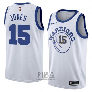 Camiseta Golden State Warriors Damian Jones NO 15 Hardwood Classic 2018 Blanco