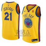 Camiseta Golden State Warriors Jonas Jerebko NO 21 Ciudad 2018-19 Amarillo