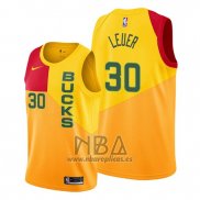 Camiseta Milwaukee Bucks Jon Leuer NO 30 Ciudad Amarillo
