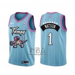 Camiseta Toronto Raptors Paul Watson NO 1 Ciudad 2020-21 Rosa Azul