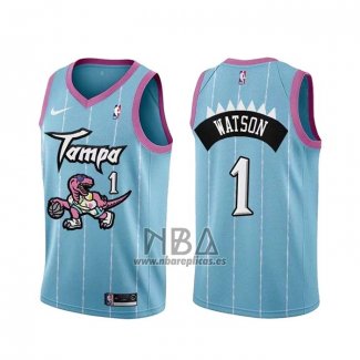 Camiseta Toronto Raptors Paul Watson NO 1 Ciudad 2020-21 Rosa Azul
