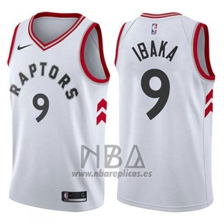 Camiseta Toronto Raptors Serge Ibaka NO 9 Association 2017-18 Blanco