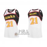 Camiseta Atlanta Hawks Dominique Wilkins NO 21 Mitchell & Ness 1986-87 Blanco