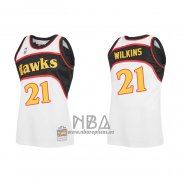 Camiseta Atlanta Hawks Dominique Wilkins NO 21 Mitchell & Ness 1986-87 Blanco