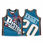Camiseta Detroit Pistons Brandon Knight NO 20 Mitchell & Ness Big Face Azul