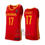 Camiseta Espana Fran Vazquez NO 17 2019 FIBA Baketball World Cup Rojo