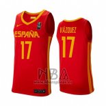 Camiseta Espana Fran Vazquez NO 17 2019 FIBA Baketball World Cup Rojo