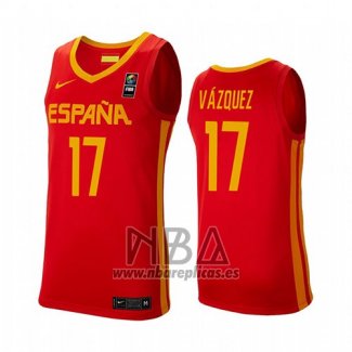 Camiseta Espana Fran Vazquez NO 17 2019 FIBA Baketball World Cup Rojo