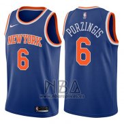 Camiseta New York Knicks Kristaps Porzingis NO 6 2017-18 Azul