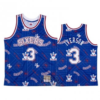 Camiseta Philadelphia 76ers Allen Iverson NO 3 Hardwood Classics Tear Up Pack Azul