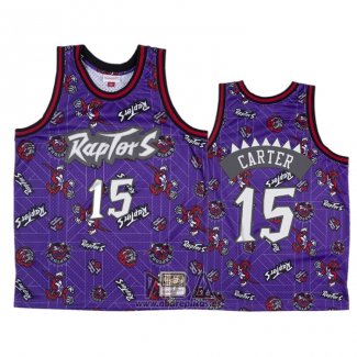 Camiseta Toronto Raptors Vince Carter NO 15 Hardwood Classics Tear Up Pack Violeta