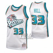 Camiseta Detroit Pistons Grant Hill NO 33 Mitchell & Ness 1998-99 Blanco