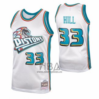 Camiseta Detroit Pistons Grant Hill NO 33 Mitchell & Ness 1998-99 Blanco