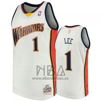 Camiseta Golden State Warriors Damion Lee NO 1 2009-10 Hardwood Classics Blanco
