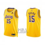 Camiseta Los Angeles Lakers Jabari Brown NO 15 75th Anniversary 2021-22 Amarillo