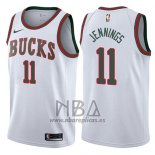 Camiseta Milwaukee Bucks Brandon Jennings NO 11 Classic 2017-18 Blanco