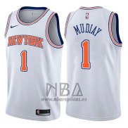 Camiseta New York Knicks Emmanuel Mudiay NO 1 Statement 2017-18 Blanco