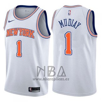 Camiseta New York Knicks Emmanuel Mudiay NO 1 Statement 2017-18 Blanco