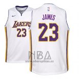 Camiseta Nino Los Angeles Lakers Lebron James NO 23 Association 2017-18 Blanco