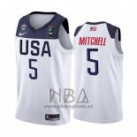Camiseta USA Donovan Mitchell NO 5 2019 FIBA Basketball World Cup Blanco