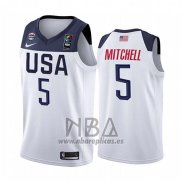 Camiseta USA Donovan Mitchell NO 5 2019 FIBA Basketball World Cup Blanco