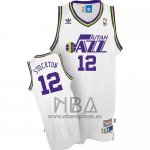 Camiseta Utah Jazz John Stockton NO 12 Retro Blanco