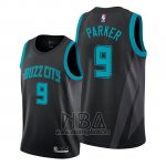Camiseta Charlotte Hornets Tony Parker NO 9 Ciudad Edition Negro