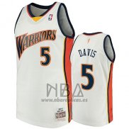 Camiseta Golden State Warriors Baron Davis NO 5 2009-10 Hardwood Classics Blanco